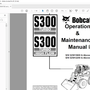 Bobcat S300 Turbo S300 Turbo High FLow Loader Operation & Maintenance Manual 6904180 - PDF DOWNLOAD