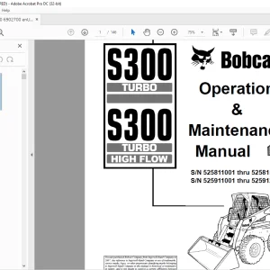 Bobcat S300 Turbo S300 Turbo High Flow Loader Operation & Maintenance Manual 6902700 - PDF DOWNLOAD