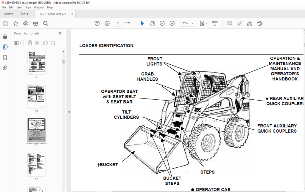 Bobcat S330 Skid-Steer Loader Operation & Maintenance Manual 6904789