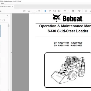 Bobcat S330 Skid-Steer Loader Operation & Maintenance Manual 6904789 - PDF DOWNLOAD