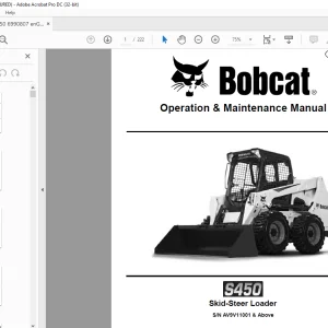 Bobcat S450 Skid-Steer Loader Operation & Maintenance Manual SN AV9V11001 & Above - PDF DOWNLOAD