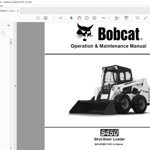 Bobcat S450 Skid-Steer Loader Operation & Maintenance Manual SN B1ED11001 & Above - PDF DOWNLOAD