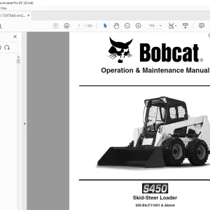 Bobcat S450 Skid-Steer Loader Operation & Maintenance Manual SN B4J711001 & Above - PDF DOWNLOAD
