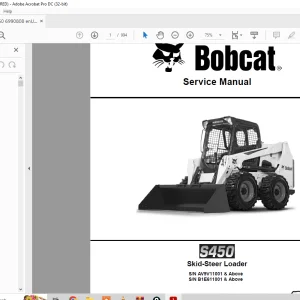 Bobcat S450 Skid-Steer Loader Service Manual 6990808 - PDF DOWNLOAD