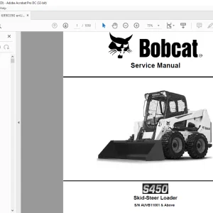 Bobcat S450 Skid-Steer Loader Service Manual SN AUVB11001 & Above - PDF DOWNLOAD