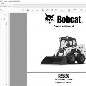 Bobcat S450 Skid-Steer Loader Service Manual SN B1ED11001 & Above - PDF DOWNLOAD
