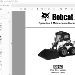 Bobcat S510 Skid-Steer Loader Operation & Maintenance Manual SN B42411001 & Above - PDF DOWNLOAD