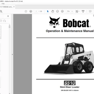Bobcat S510 Skid-Steer Loader Operation & Maintenance Manual SN B4JB11001 & Above - PDF DOWNLOAD