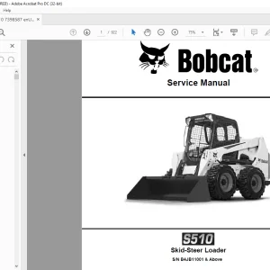 Bobcat S510 Skid-Steer Loader Service Manual SN B4JB11001 & Above - PDF DOWNLOAD