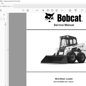Bobcat S510 Skid-Steer Loader Service Manual SN B4RE11001 & Above - PDF DOWNLOAD