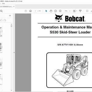 Bobcat S530 Skid-Steer Loader Operation & Maintenance Manual SN A7TV11001 & Above - PDF DOWNLOAD