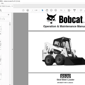 Bobcat S530 Skid-Steer Loader Operation & Maintenance Manual SN B42T11001 & Above - PDF DOWNLOAD