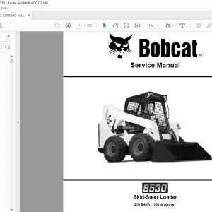 Bobcat S530 Skid-Steer Loader Service Manual SN B4KA11001 & Above - PDF DOWNLOAD