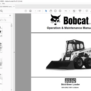 Bobcat S550 Skid-Steer Loader Operation & Maintenance Manual SN A3NL11001 & Above - PDF DOWNLOAD
