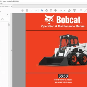 Bobcat S550 Skid-Steer Loader Operation & Maintenance Manual SN AHGM11001 & Above - PDF DOWNLOAD