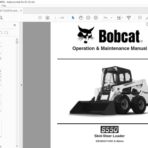 Bobcat S550 Skid-Steer Loader Operation & Maintenance Manual SN B3GY11001 & Above - PDF DOWNLOAD