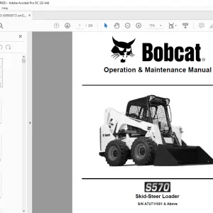 Bobcat S570 Skid-Steer Loader Operation & Maintenance Manual SN A7U711001 & Above - PDF DOWNLOAD