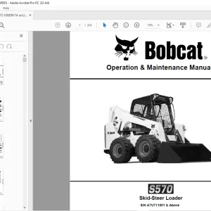 Bobcat S570 Skid-Steer Loader Operation & Maintenance Manual SN A7U711001 & Above - PDF DOWNLOAD
