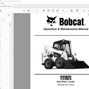 Bobcat S570 Skid-Steer Loader Operation & Maintenance Manual SN B3GZ11001 & Above - PDF DOWNLOAD