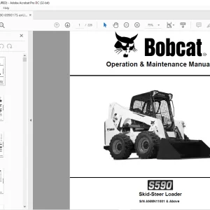 Bobcat S590 Skid-Steer Loader Operation & Maintenance Manual SN ANMN11001 & Above - PDF DOWNLOAD