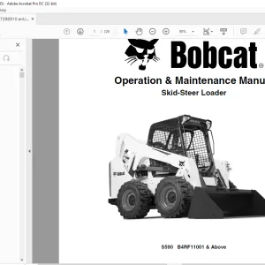 Bobcat S590 Skid-Steer Loader Operation & Maintenance Manual SN B4RF11001 & Above - PDF DOWNLOAD