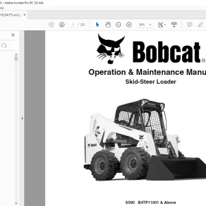 Bobcat S590 Skid-Steer Loader Operation & Maintenance Manual SN B4TP11001 & Above  - PDF DOWNLOAD