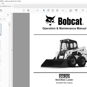 Bobcat S630 Skid-Steer Loader Operation & Maintenance Manual SN A3NT11001 & Above - PDF DOWNLOAD
