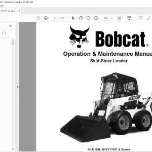 Bobcat S630 Skid-Steer Loader Operation & Maintenance Manual SN B4SY11001 & Above - PDF DOWNLOAD