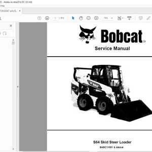 Bobcat S64 Skid Steer Loader Service Manual SN B4SC11001 & Above - PDF DOWNLOAD
