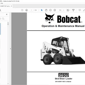 Bobcat S650 Skid-Steer Loader Operation & Maintenance Manual SN A3NV11001 & Above - PDF DOWNLOAD