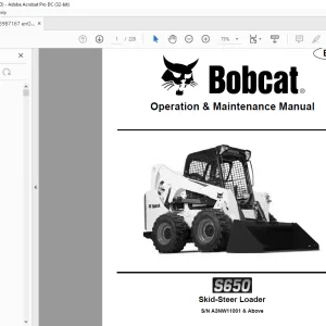 Bobcat S650 Skid-Steer Loader Operation & Maintenance Manual SN A3NW11001 & Above - PDF DOWNLOAD