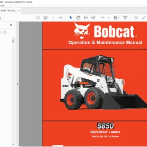 Bobcat S650 Skid-Steer Loader Operation & Maintenance Manual SN ALJ811001 & Above - PDF DOWNLOAD