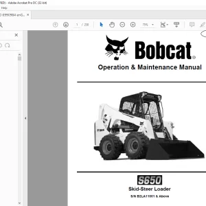 Bobcat S650 Skid-Steer Loader Operation & Maintenance Manual SN B2LA11001 & Above - PDF DOWNLOAD