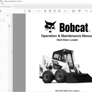 Bobcat S650 Skid-Steer Loader Operation & Maintenance Manual SN B4SZ11001 & Above - PDF DOWNLOAD