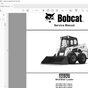 Bobcat S650 Skid-Steer Loader Service Manual 6987168 - PDF DOWNLOAD
