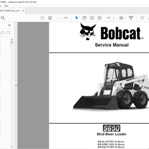 Bobcat S650 Skid-Steer Loader Service Manual 6990746 - PDF DOWNLOAD