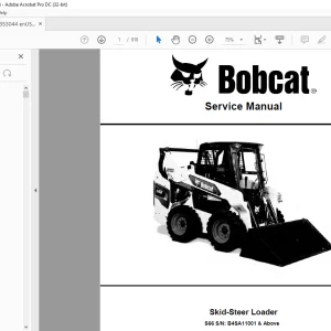 Bobcat S66 Skid-Steer Loader Service Manual SN B4SA11001 & Above - PDF DOWNLOAD