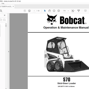 Bobcat S70 Skid-Steer Loader Operation & Maintenance Manual SN B4TY11001 & Above - PDF DOWNLOAD