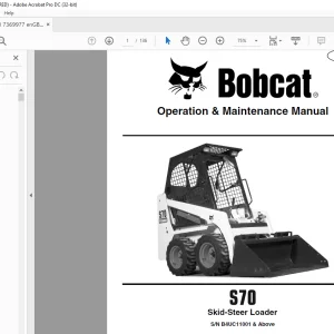 Bobcat S70 Skid-Steer Loader Operation & Maintenance Manual SN B4UC11001 & Above - PDF DOWNLOAD