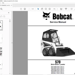 Bobcat S70 Skid-Steer Loader Service Manual 6986662 - PDF DOWNLOAD