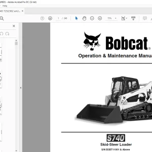 Bobcat S740 Skid-Steer Loader Operation & Maintenance Manual SN B3BT11001 & Above - PDF DOWNLOAD