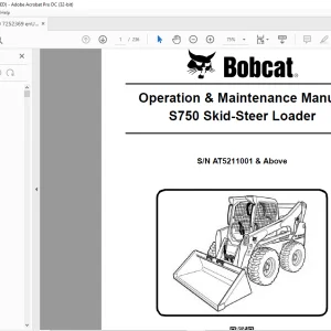Bobcat S750 Skid-Steer Loader Operation & Maintenance Manual 7252369 - PDF DOWNLOAD