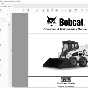 Bobcat S750 Skid-Steer Loader Operation & Maintenance Manual SN A3P211001 & Above - PDF DOWNLOAD