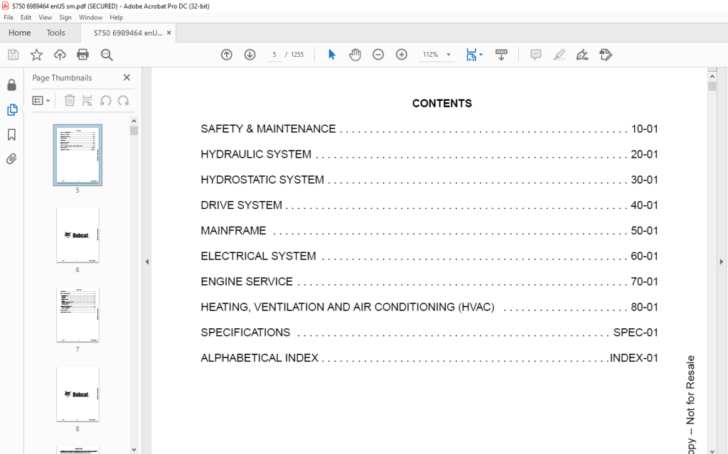 Bobcat S750 Skid-Steer Loader Service Manual SN A3P211001 & Above - PDF