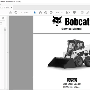 Bobcat S750 Skid-Steer Loader Service Manual SN AT5211001 & Above - PDF DOWNLOAD