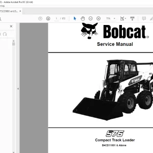 Bobcat S76 Compact Track Loader Service Manual 7323980 (09-20) - PDF DOWNLOAD