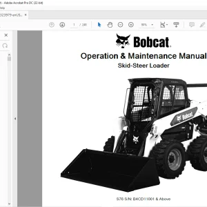Bobcat S76 Skid-Steer Loader Operation & Maintenance Manual SN B4CD11001 & Above - PDF DOWNLOAD