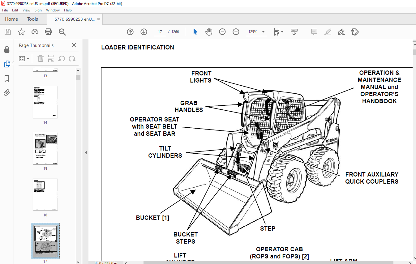 Bobcat S770 Compact Track Loader Service Manual 6990253 - PDF DOWNLOAD ...