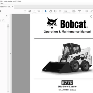 Bobcat S770 Skid-Steer Loader Operation & Maintenance Manual SN A3P511001 & Above - PDF DOWNLOAD