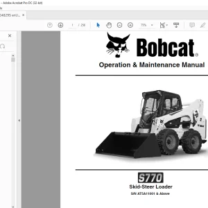 Bobcat S770 Skid-Steer Loader Operation & Maintenance Manual SN AT5A11001 & Above - PDF DOWNLOAD